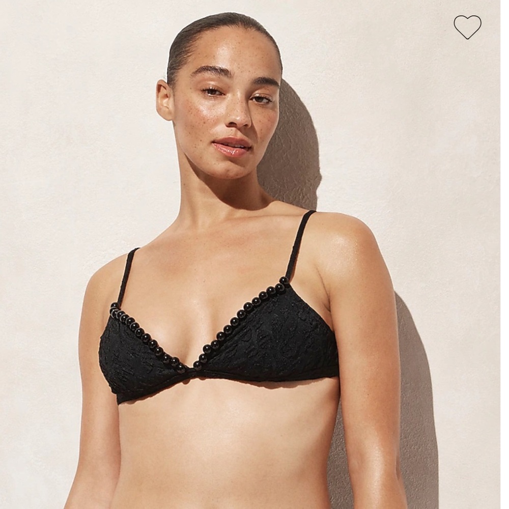 NWT J. Crew New French Cloque Bikini Top with Beaded Trim Size XXL